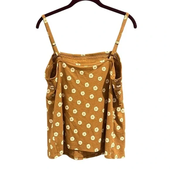 Market & Spruce Adjustable Strap Linen Blend Tank Top Brown Floral StitchFix L - Picture 2 of 4